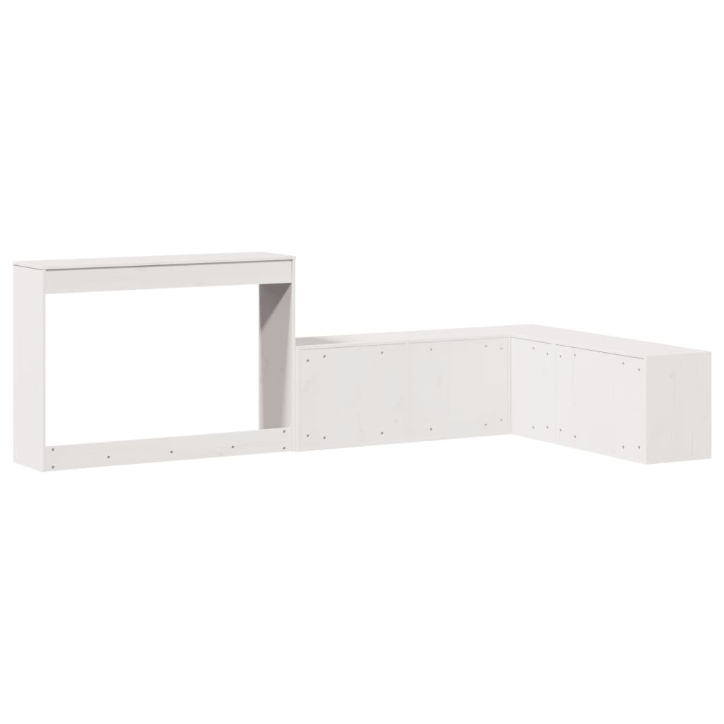 sengebord med skrivebord 232x112x75 cm massivt fyrretræ hvid