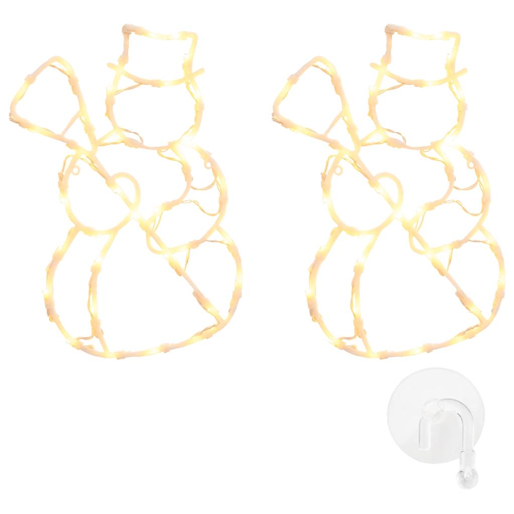 Julelys snemandssilhuet 2 stk 35 LED'er varm hvid