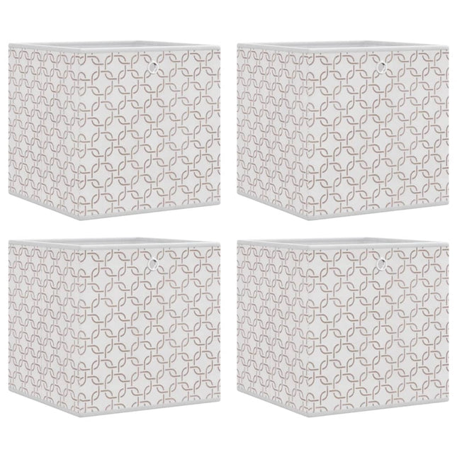 opbevaringskasser 4 stk. 32x32x32 cm foldbare stof cremefarvet