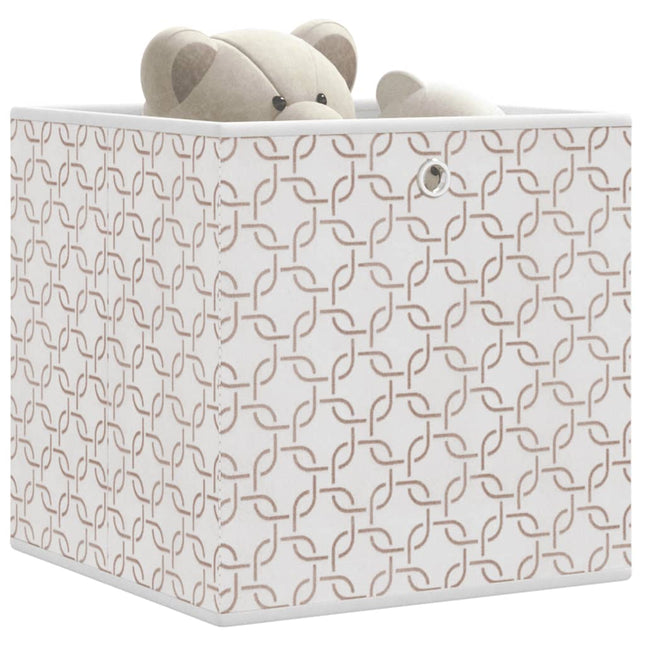opbevaringskasser 4 stk. 32x32x32 cm foldbare stof cremefarvet