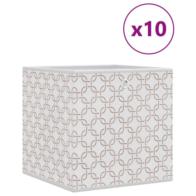 opbevaringskasser 10 stk. 32x32x32 cm foldbare stof cremefarvet