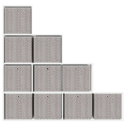 opbevaringskasser 10 stk. 32x32x32 cm foldbare stof brun