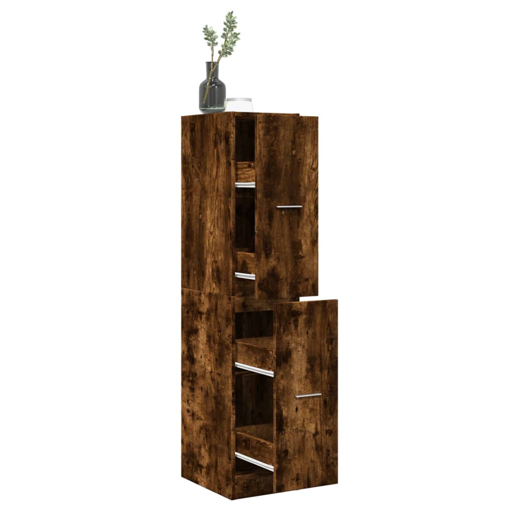 apotekerskab 30x41x144,5 cm konstrueret træ røget egetræsfarve billede