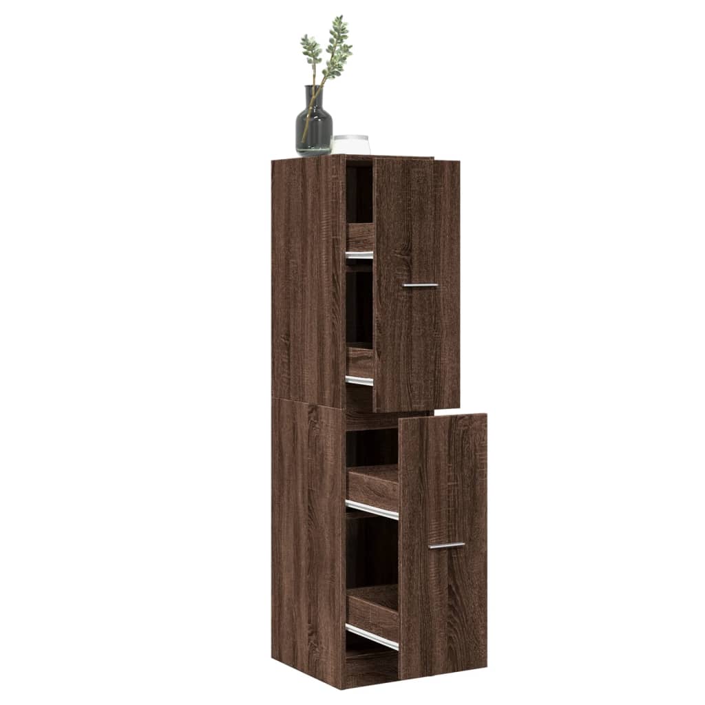 apotekerskab 30x41x144,5 cm konstrueret træ brun egetræsfarve billede