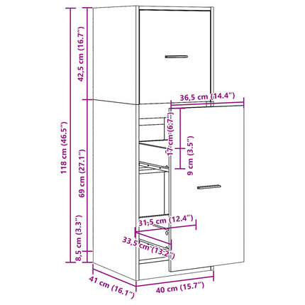 udtræksskab 40x41x118 cm konstrueret træ sonoma-eg