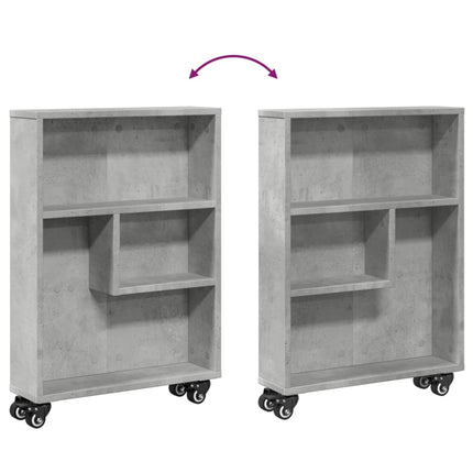 smal opbevaringsvogn 48x13x68 cm konstrueret træ betongrå