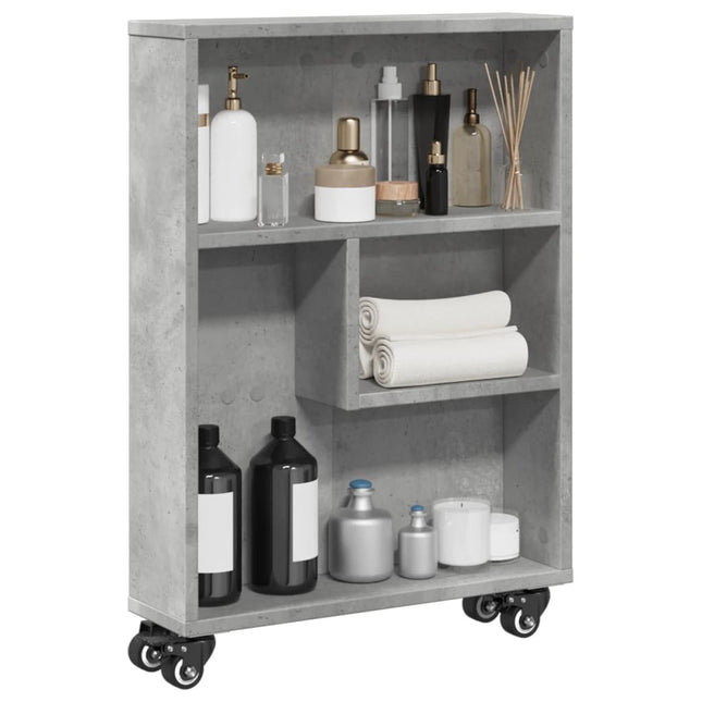 smal opbevaringsvogn 48x13x68 cm konstrueret træ betongrå
