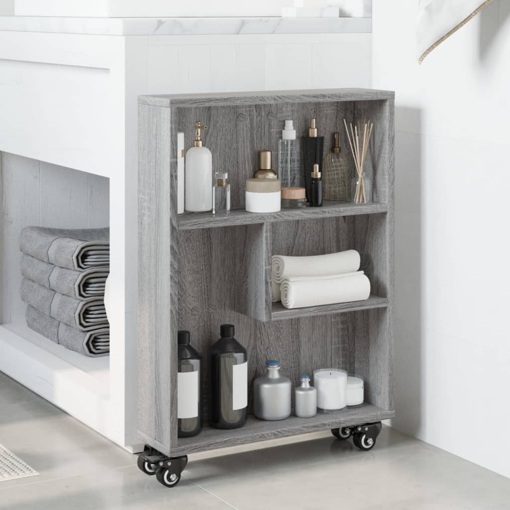 smal opbevaringsvogn 48x13x68 cm konstrueret træ grå sonoma-eg