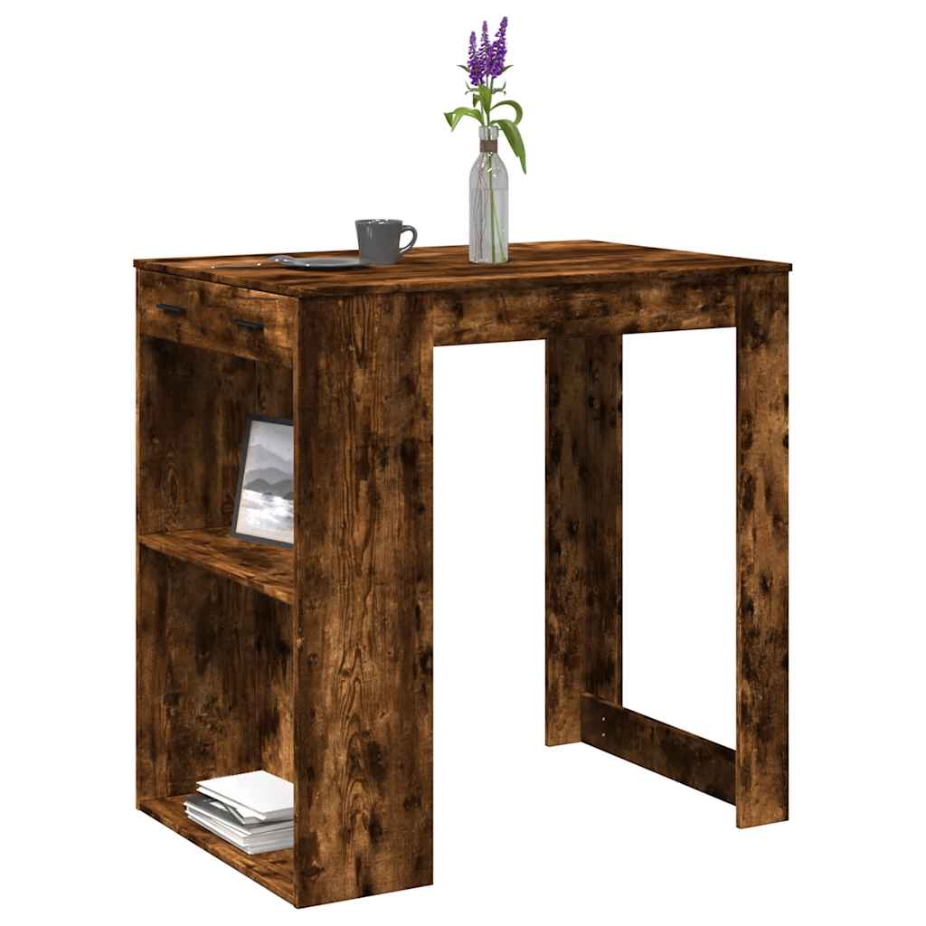 barbord 102x70x103,5 cm konstrueret træ røget egetræsfarve billede