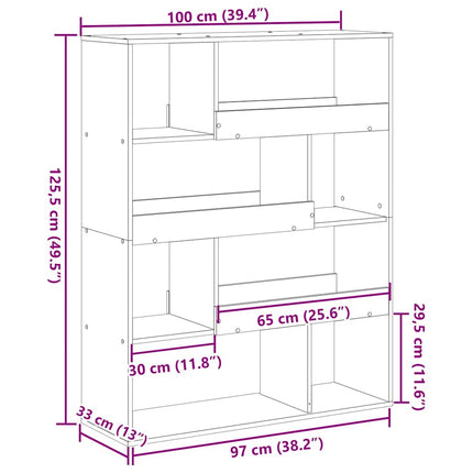 bogreol 100x33x125,5 cm konstrueret træ sort