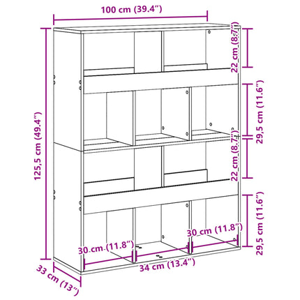 bogreol 100x33x125,5 cm konstrueret træ sort