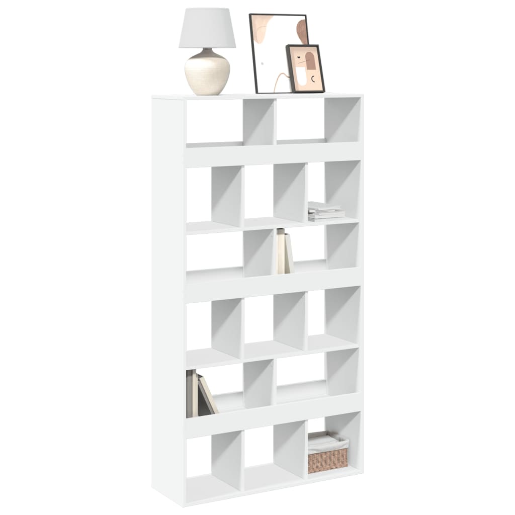Bogreol med 15 rum - 100×33×187,5 cm, hvid konstrueret træ
