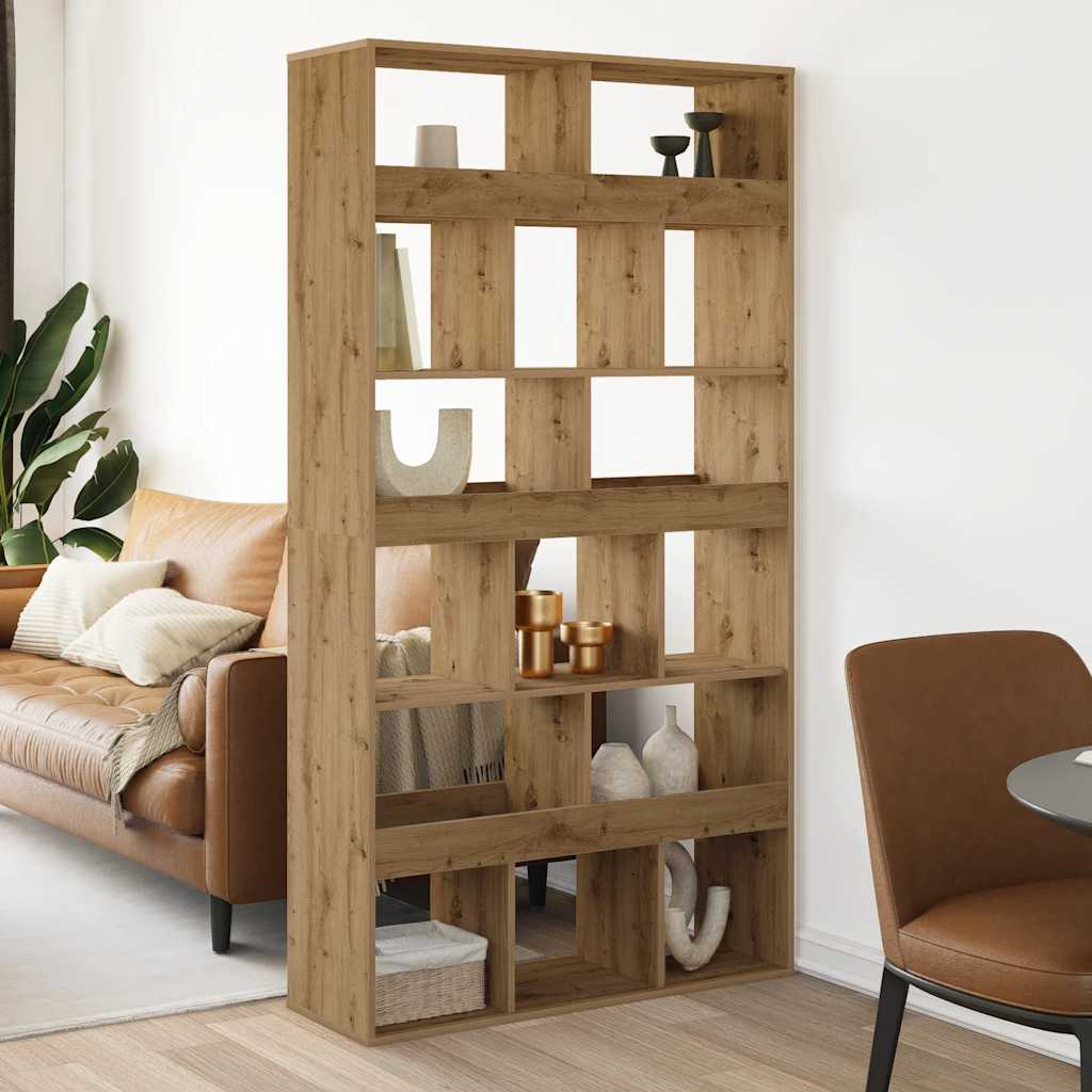 Bogreol/rumdeler 100×33×187,5 cm i konstrueret træ - kunsteg