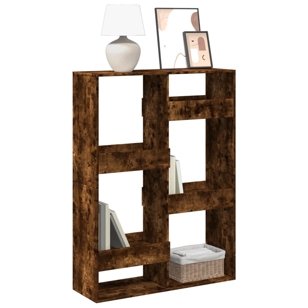 bogreol 100x33x135 cm konstrueret træ røget egetræsfarve billede