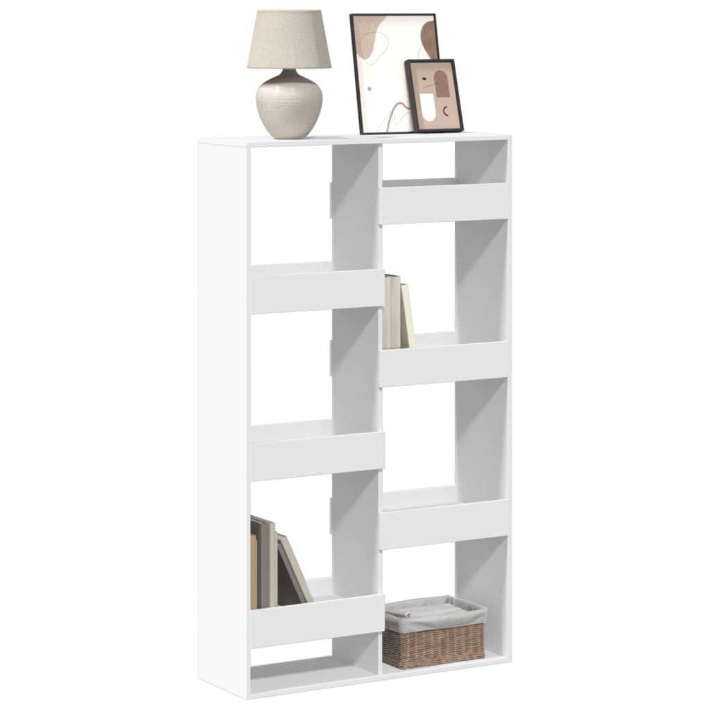 Bogreol / rumdeler 100×33×175 cm i hvidt konstrueret træ - 8 hylder
