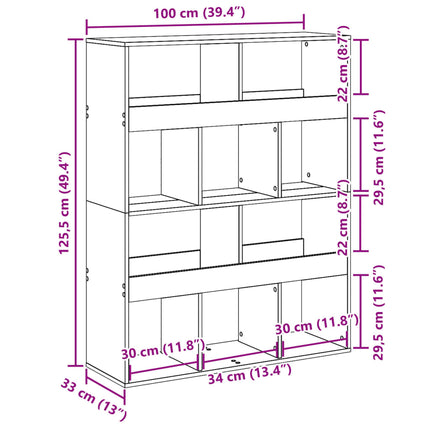 rumdeler 100x33x125,5 cm konstrueret træ hvid