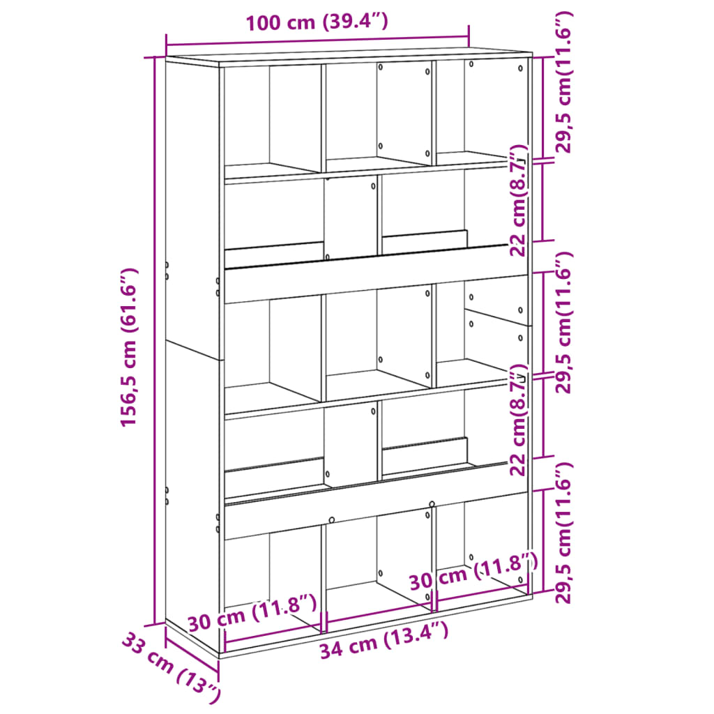 rumdeler 100x33x156,5 cm konstrueret træ betongrå