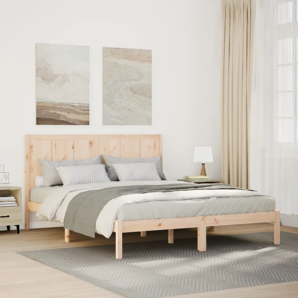ekstra lang sengeramme uden madras 140x220 cm massivt træ billede
