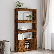 reol 92x33x180 cm konstrueret træ røget egetræsfarve
