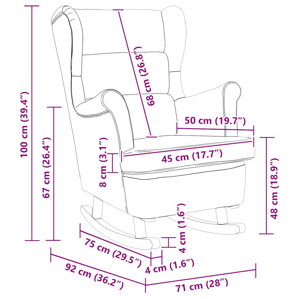 gyngestol 74x90x102 cm stof gråbrun