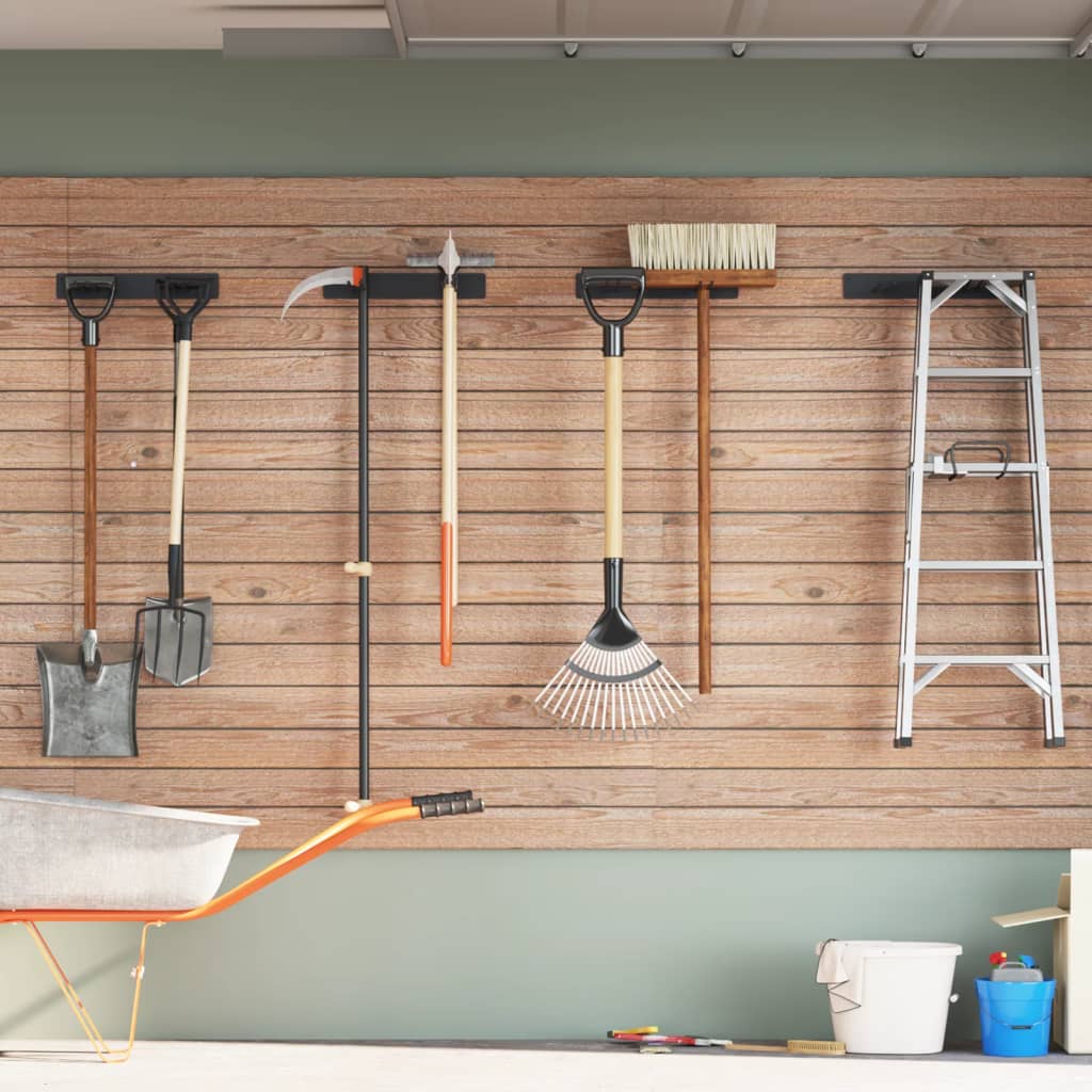 opbevaringsstativer 4 stk. til haveredskaber væghængt stål sort