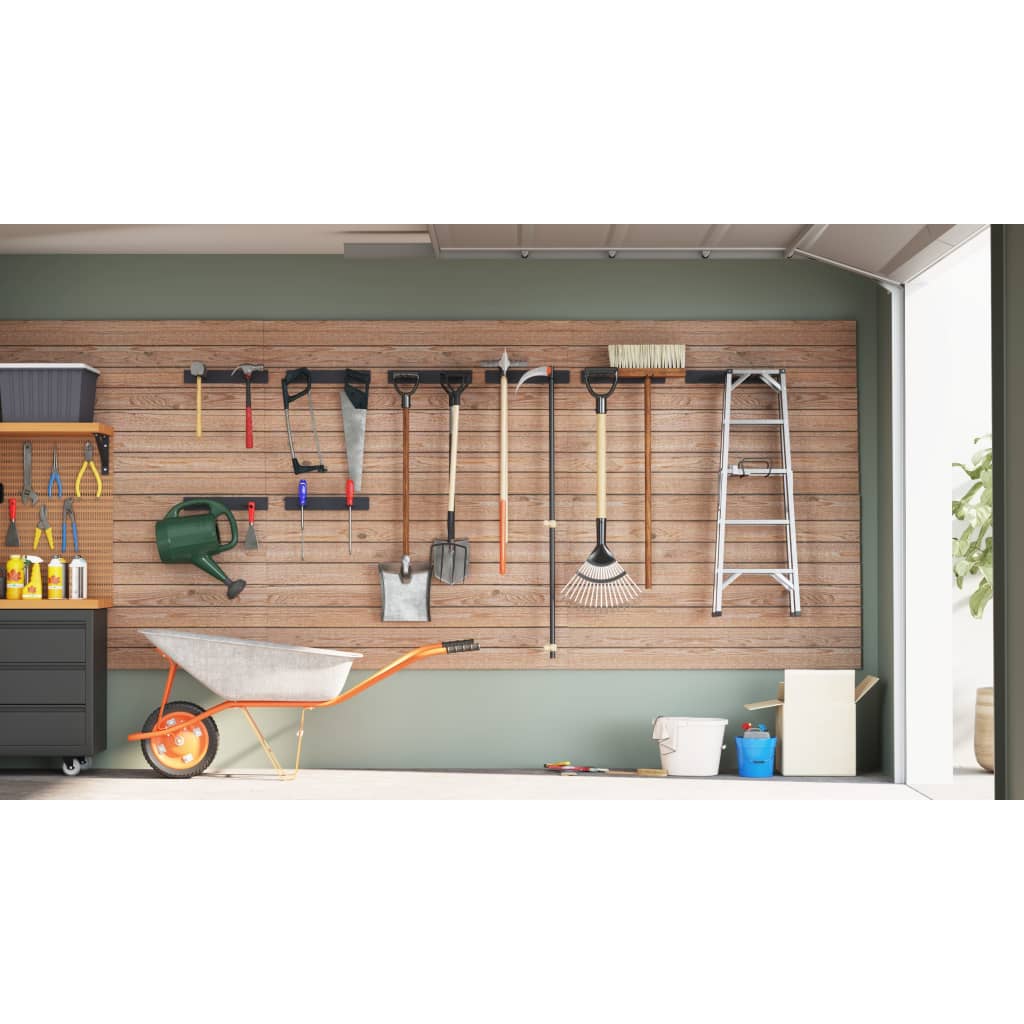 opbevaringsstativer 8 stk. til haveredskaber væghængt stål sort