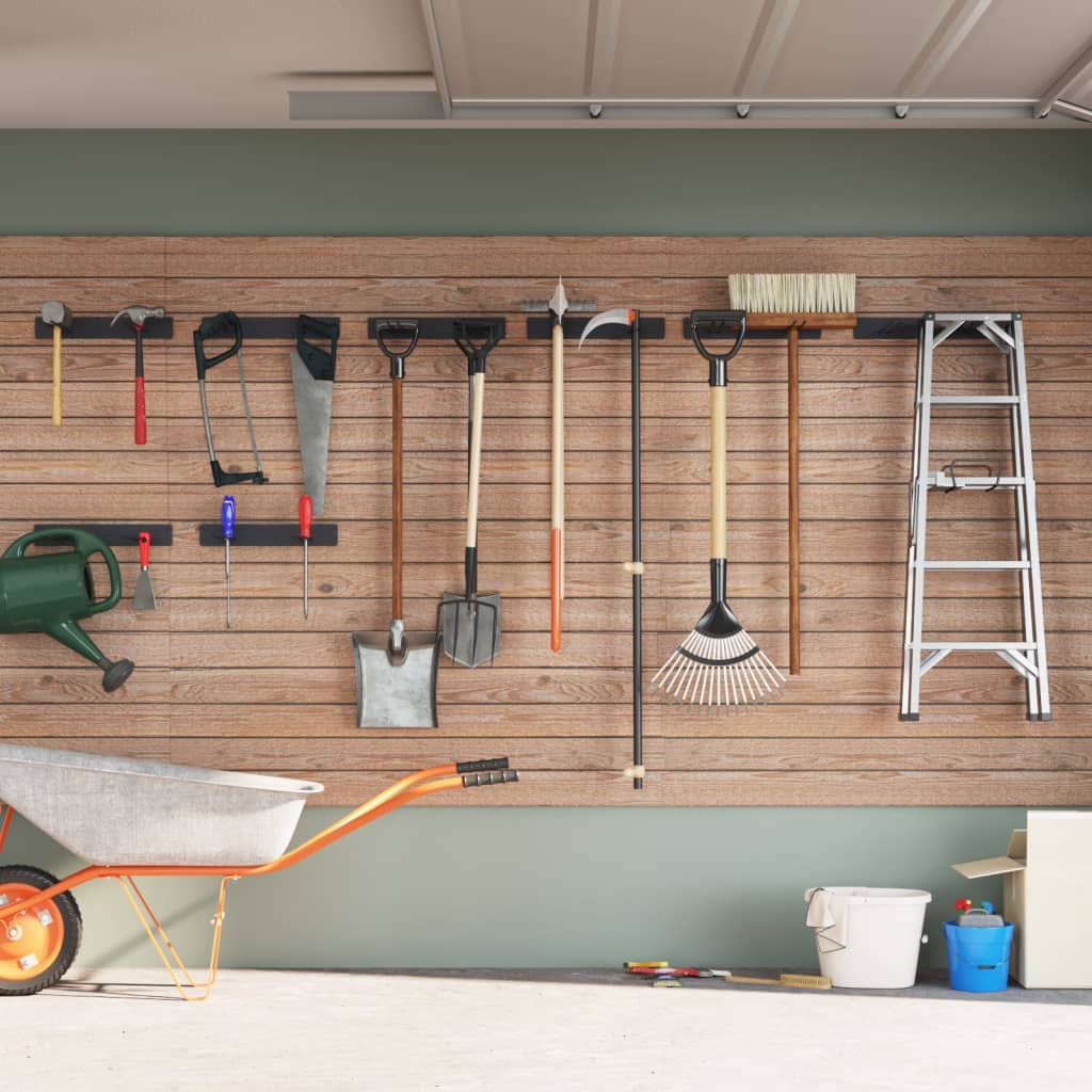 opbevaringsstativer 8 stk. til haveredskaber væghængt stål sort