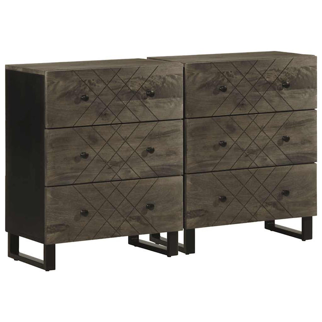 skænke 2 stk. 60x33x75 cm massivt mangotræ sort
