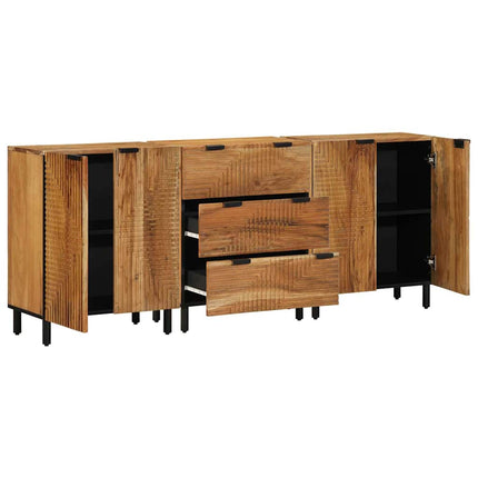 Sidetabel Sæt 3 stk. 180 x 33 x 75 cm Massivt Akacietræ Brown