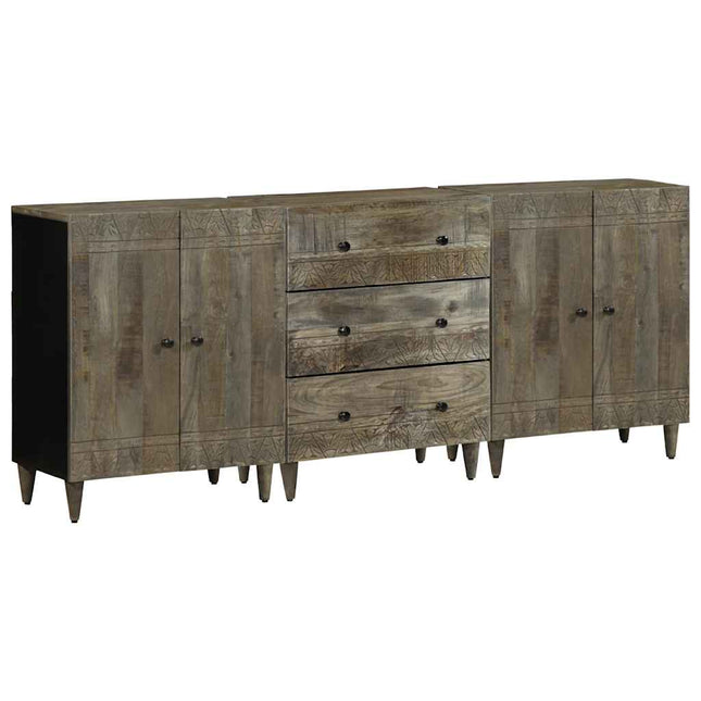 skænke 3 stk. 60x33,5x75 cm massivt mangotræ lysegrå