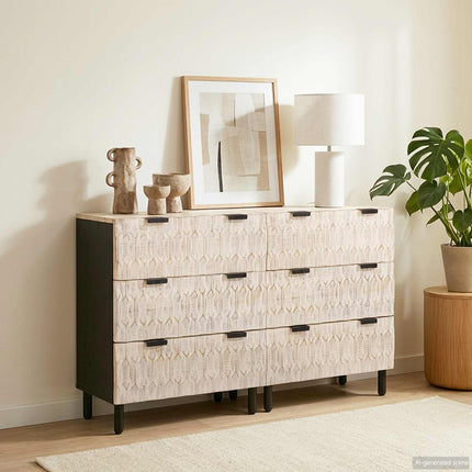 Sideboard 2 pcs Hvid Vask Finish 60 x 33 x 75 cm