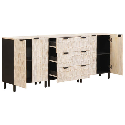 Sideboard 3 pcs Hvid Vask Finish 180 x 33 x 75 cm