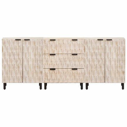 Sideboard 3 pcs Hvid Vask Finish 180 x 33 x 75 cm