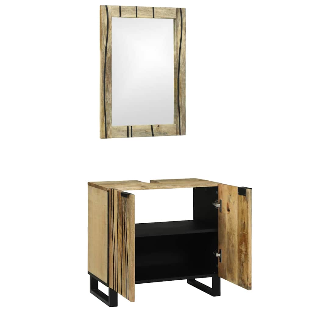 Badeværelsesmøbel sæt med hylde 2 pcs Brun Konstrueret træ