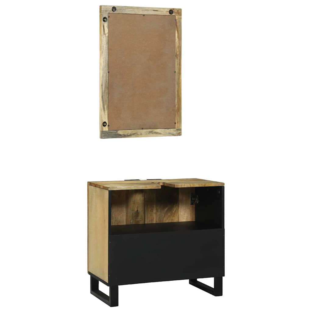 Badeværelsesmøbel sæt med hylde 2 pcs Brun Konstrueret træ