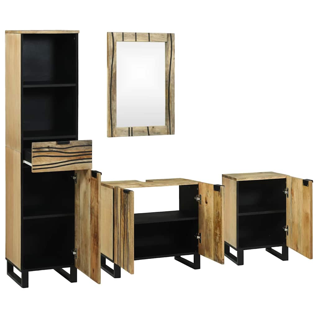 Badeværelsesmøbel sæt med skuffe 4 pcs Brun Konstrueret træ