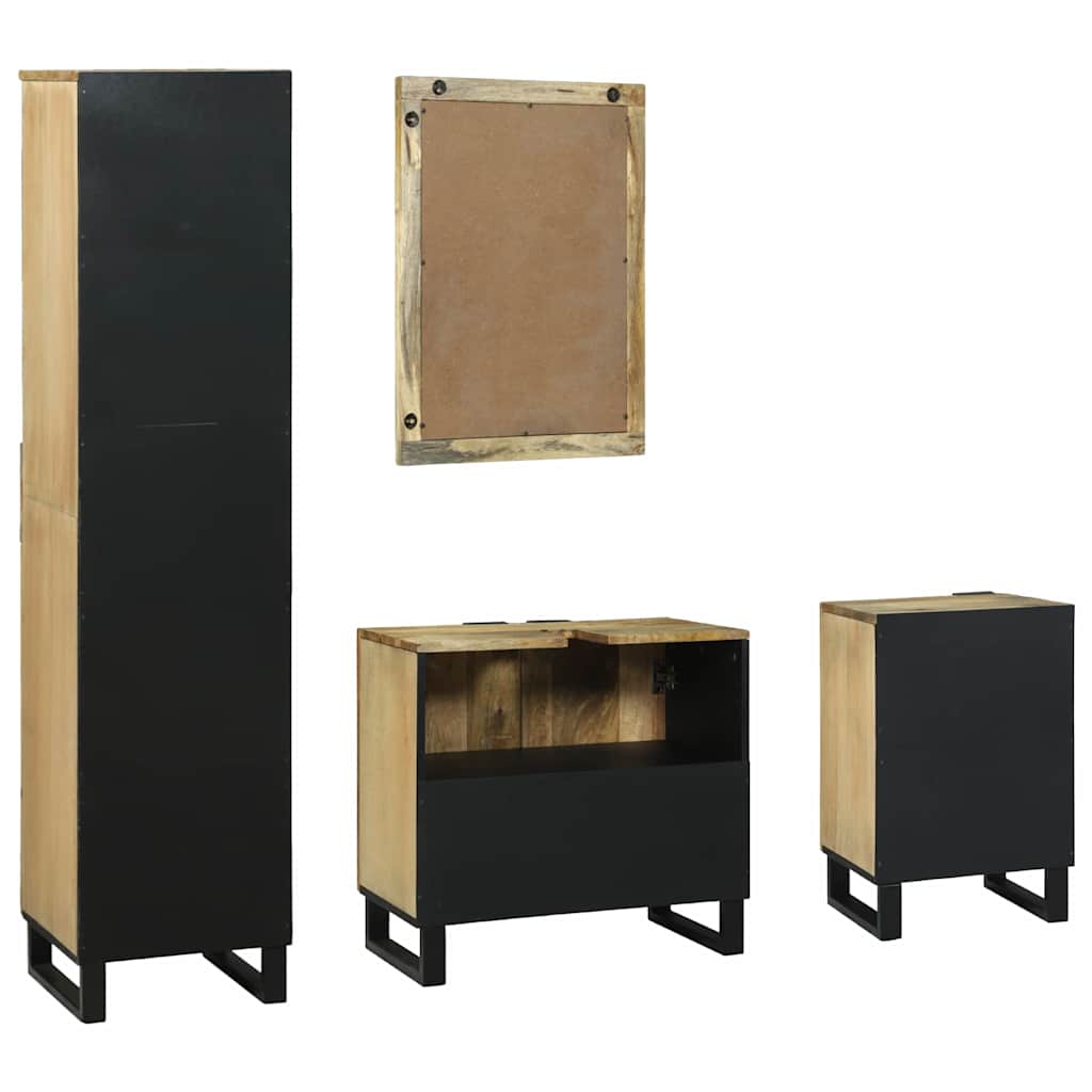 Badeværelsesmøbel sæt med skuffe 4 pcs Brun Konstrueret træ