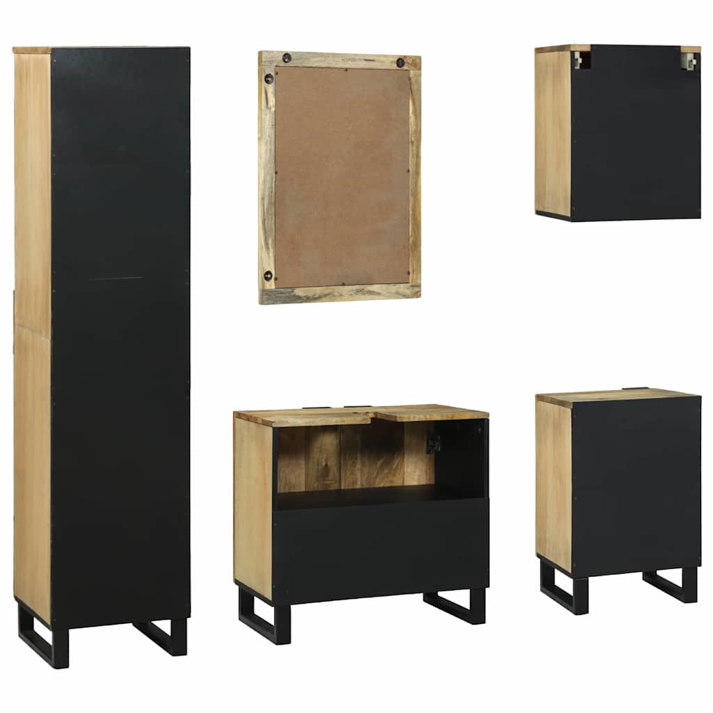 Badeværelsesmøbel sæt med skuffe 5 pcs Brun Konstrueret træ