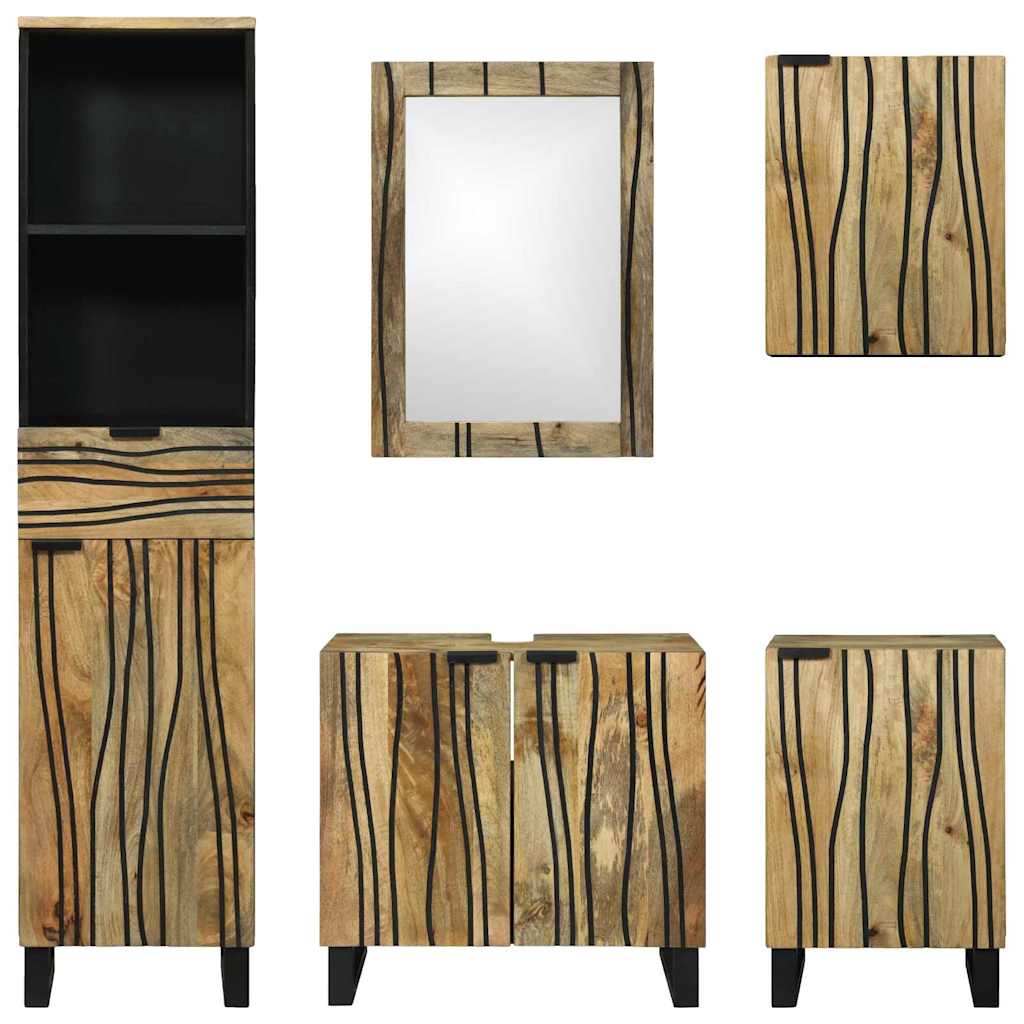 Badeværelsesmøbel sæt med skuffe 5 pcs Brun Konstrueret træ