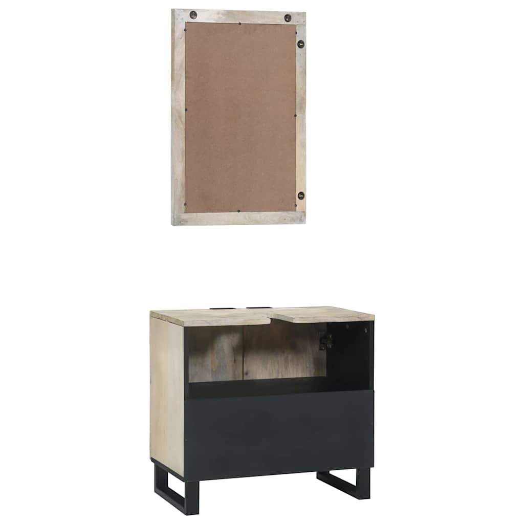 Badeværelsesmøbel sæt med hylde 2 pcs Hvid Konstrueret træ