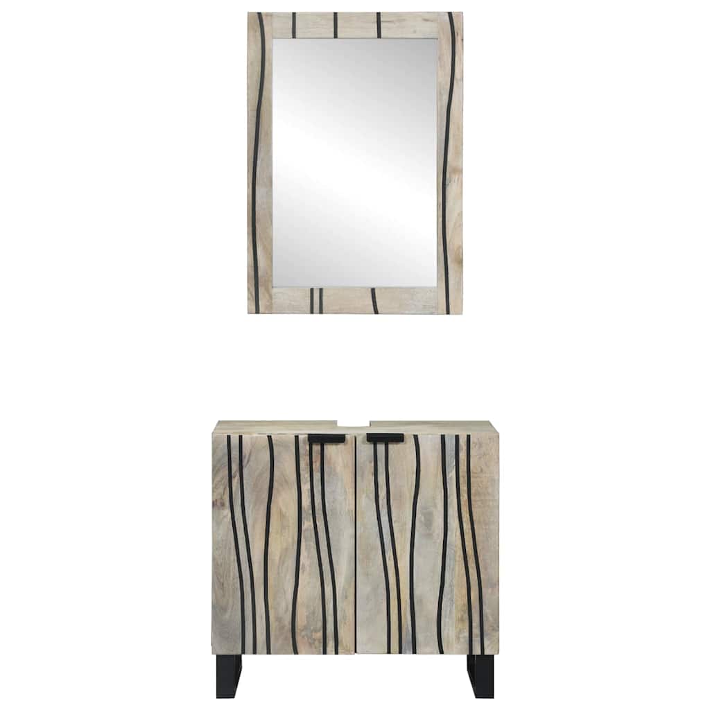 Badeværelsesmøbel sæt med hylde 2 pcs Hvid Konstrueret træ