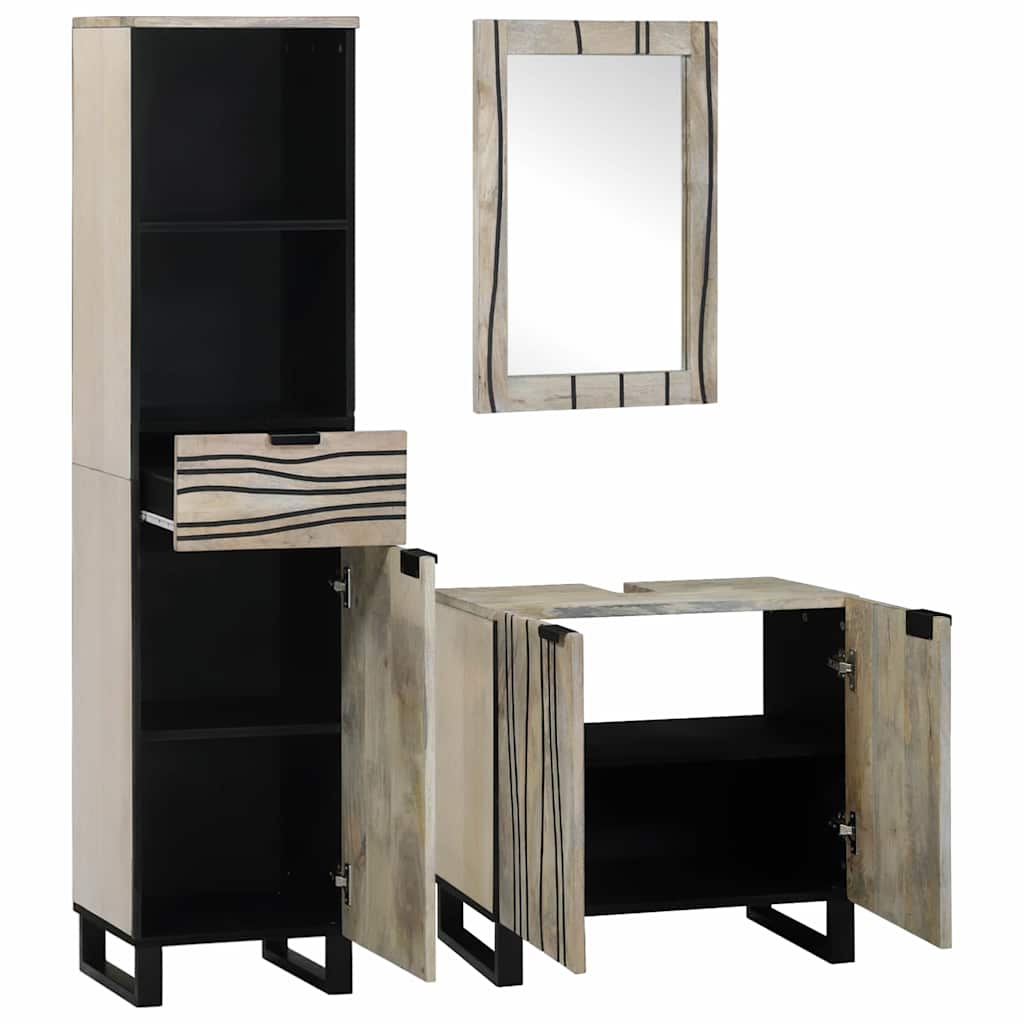 Badeværelsesmøbel sæt med skuffe 3 pcs Hvid Konstrueret træ