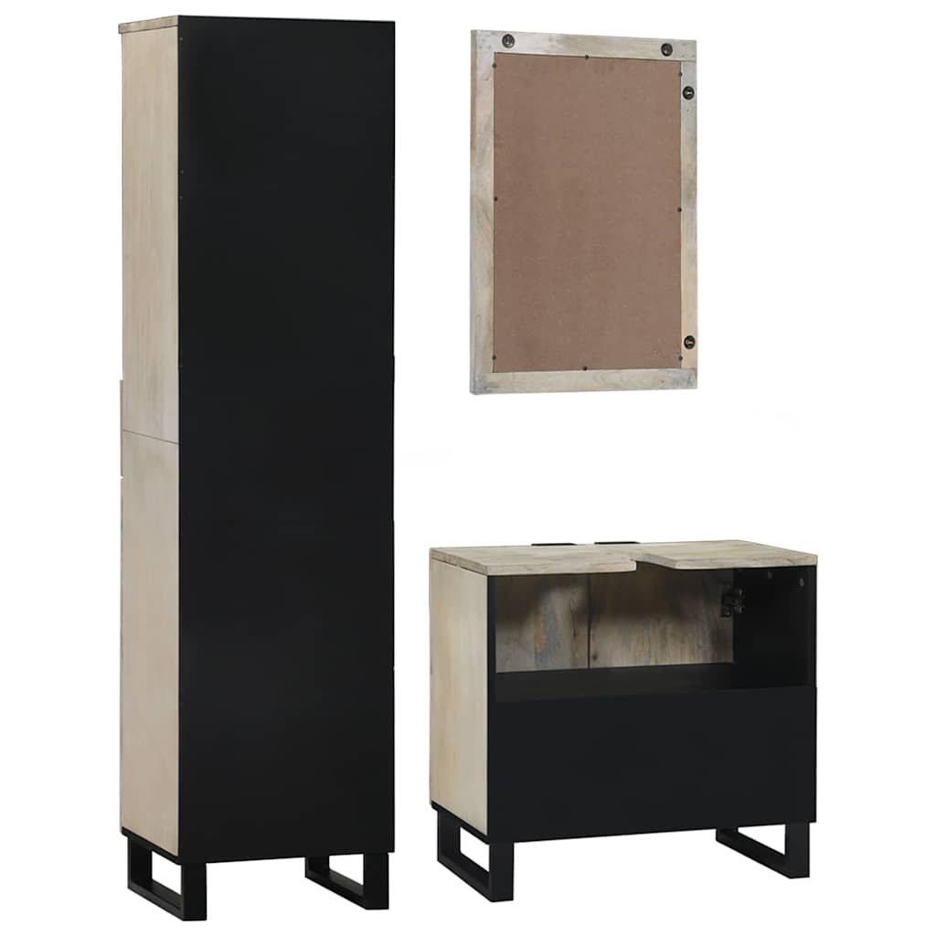 Badeværelsesmøbel sæt med skuffe 3 pcs Hvid Konstrueret træ