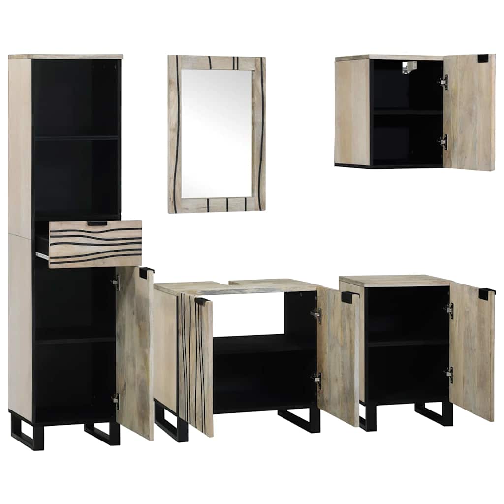 Badeværelsesmøbel sæt 5 pcs Valnøddebrun Konstrueret træ