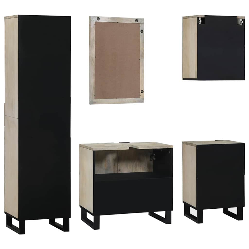 Badeværelsesmøbel sæt 5 pcs Valnøddebrun Konstrueret træ