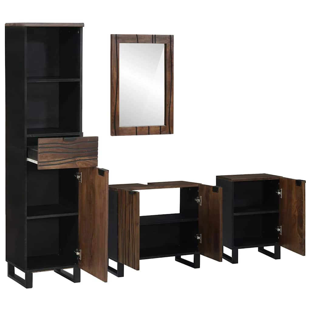 Badeværelsesmøbel sæt med skuffe 4 pcs Hvid Konstrueret træ