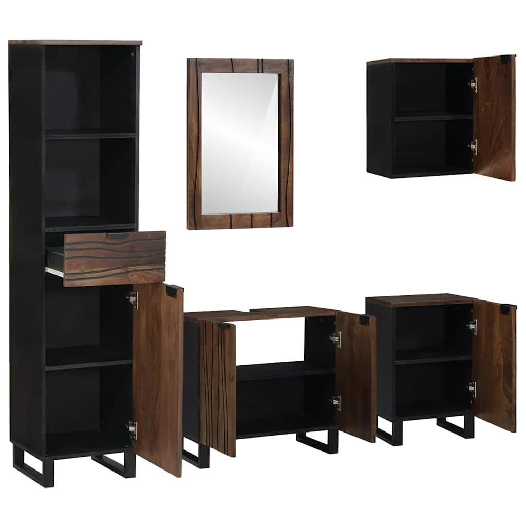 Badeværelsesmøbel sæt med skuffe 5 pcs Hvid Konstrueret træ