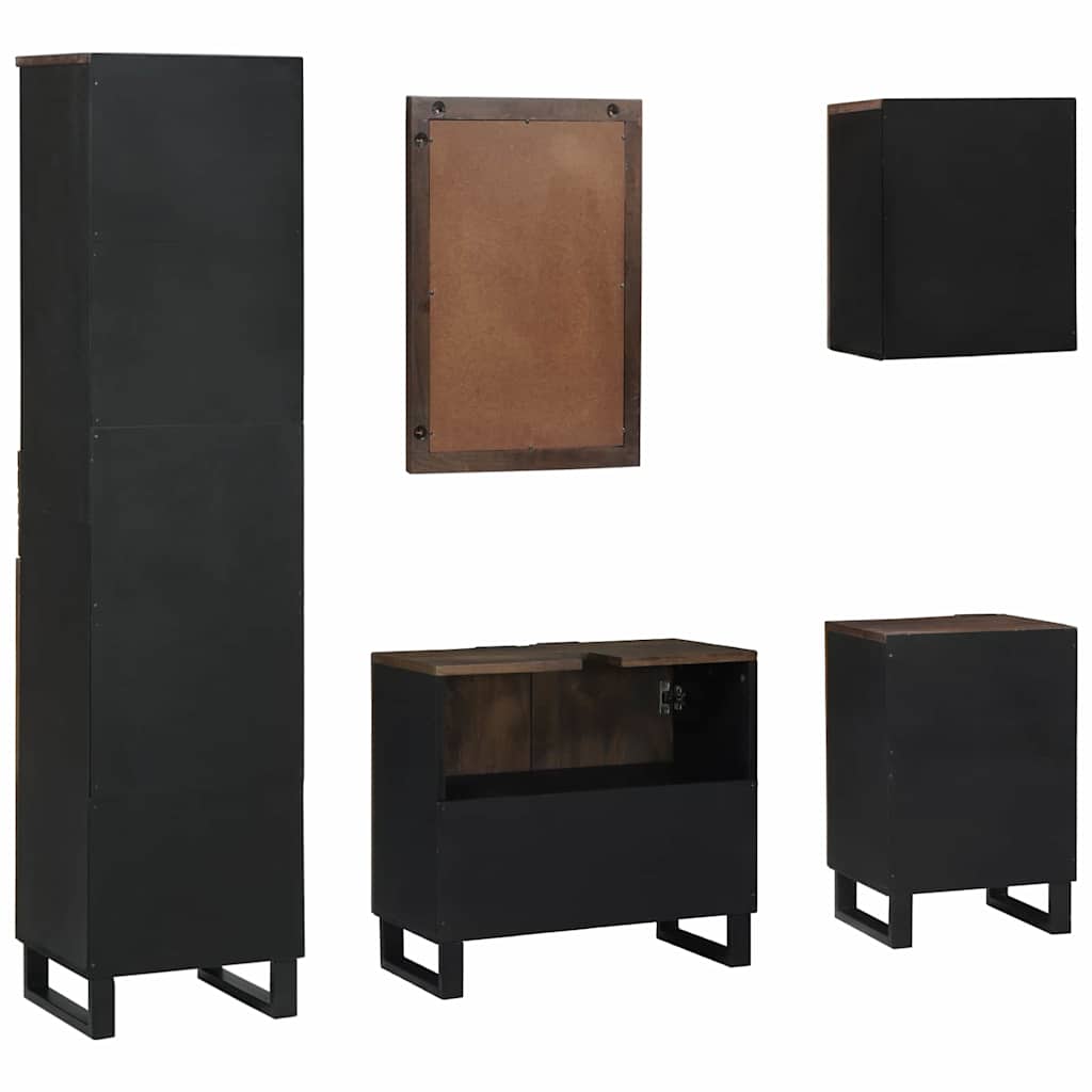 Badeværelsesmøbel sæt med skuffe 5 pcs Hvid Konstrueret træ