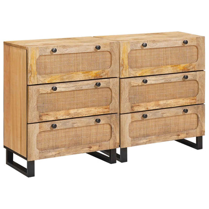 Sideboard 2 stk. 60 x 33 x 75 cm Massivt mangotræ Brun