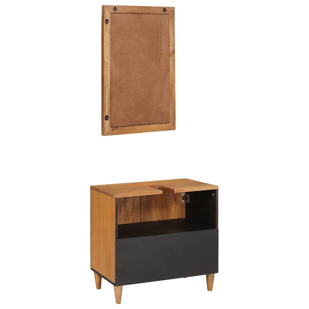 Badeværelsesmøbel sæt med hylde 2 pcs Brun Konstrueret træ